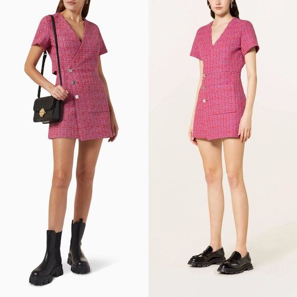 MAJE Rolia Mini Fuchsia Pink Tweed Dress, Size 36 (US Small) - Picture 10 of 10